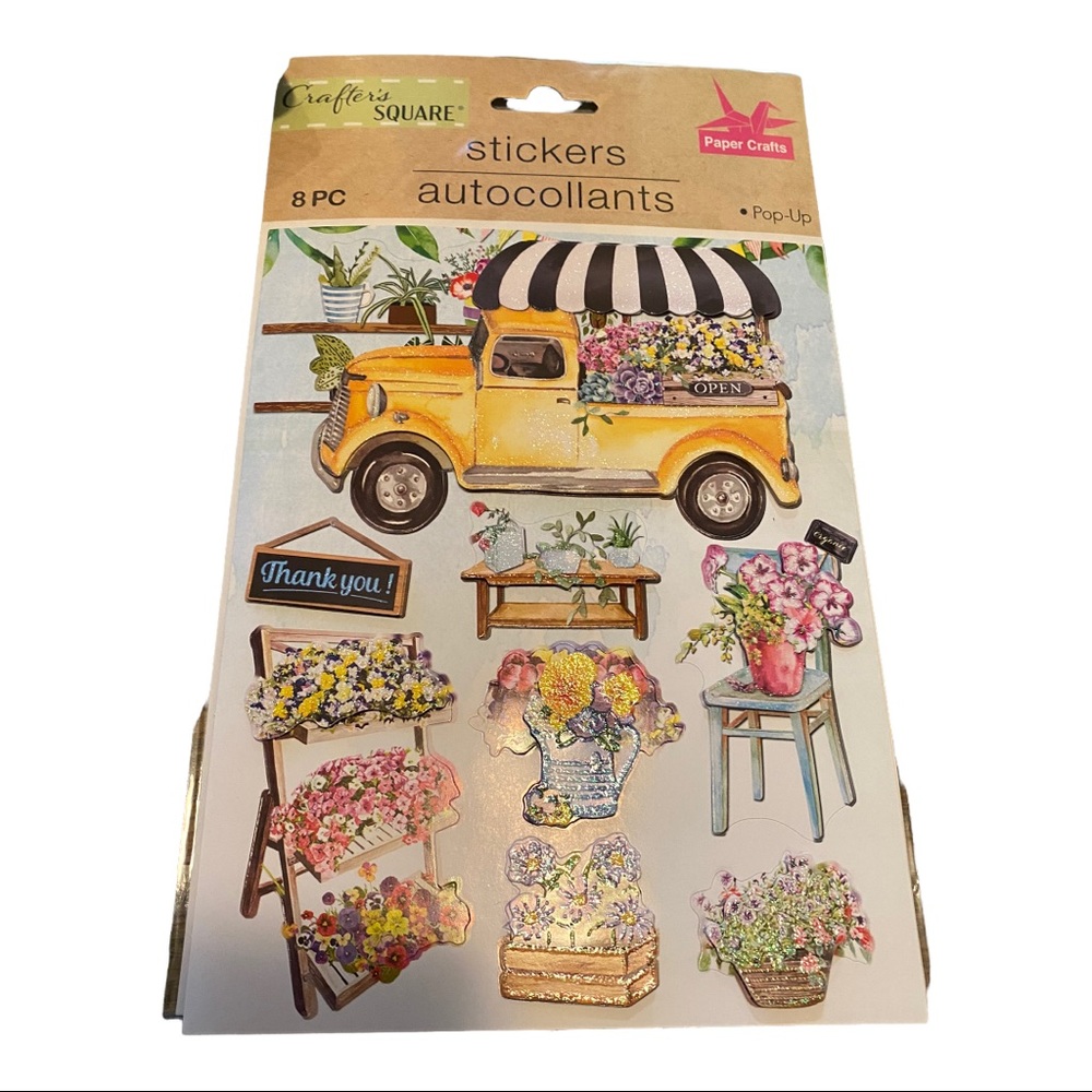 3/$10 Crafter’s Square POP UP STICKERS Flower Shop Truck
